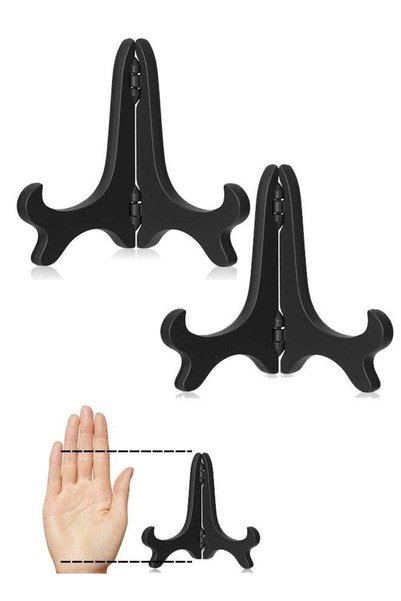 Generic 2PCS Plastic Plate Stands 3 Inch Black Wood-like Easels for Displayin...