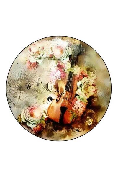 Generic Violin With Floral Printed Fridge Magnet Beige/Brown/Pink 5.5cm