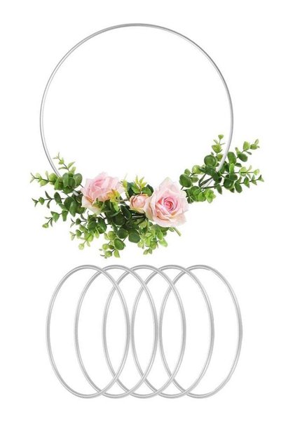 Generic 5 Pcs Metal Rings for Craft, 20cm Wreath Floral Decorative Ring Round...