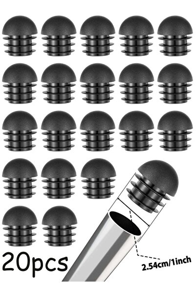 Generic 20 Pcs 1 Inch 25mm Round Black Plastic Rubber Chair Leg End Caps 7/8 ...