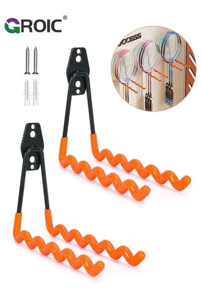 Generic Wall-Mounted Racket Organizer – No-Drill Badminton & Tennis Rack for ...