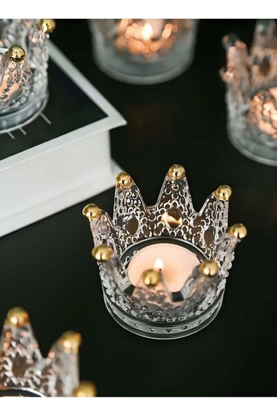 Generic Votive Candle Holders Set Of 6 Crown Glass Tealight Candle Holder For...