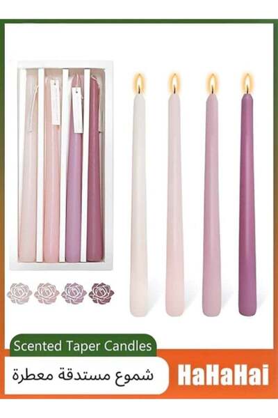 Generic 4 PCS Romantic Rose Scent Scented Pink Gradient Color Scented Taper C...