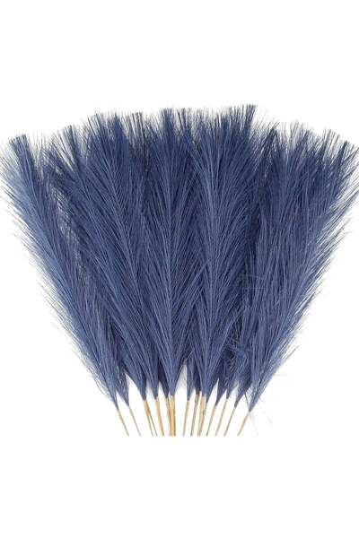 Generic 20 Pcs Faux Pampas Grass Decor, Navy Blue, 21.7" Tall Artificial Pomp...