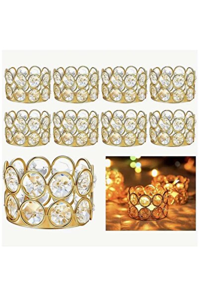 Generic 8pcs Gold Crystal Candle Holder,Candlesticks Bowl,Elegant Decorative ...