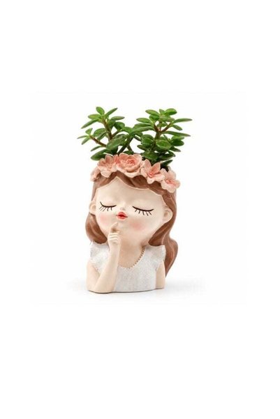 Generic Little Fairy Girl Flower Pot Think White Polyresin Decorative Succule...