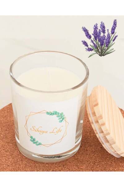 Generic SIHIYA LIFE Lavender Scented Candle in a Glass Jar with Wooden Lid | ...