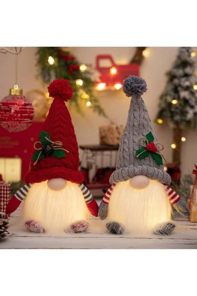 Generic 2pc Christmas Decoration Light,Rudolph Dwarf Faceless Doll Gnome Orna...