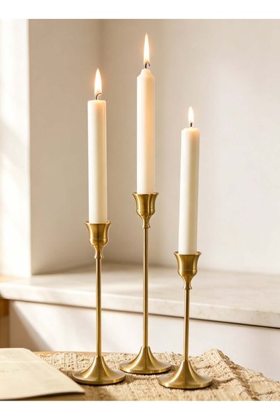 Generic 3‑Piece Single‑Head Metal Candle Holders, Table Decor for Candlelight...