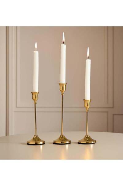 Generic 3Pcs Gold Taper Candle Holders Set, Vintage Metal Candlesticks for Ta...