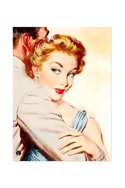 Generic Couple Themed Metallic Plate Beige/Red/Blue 20x15cm