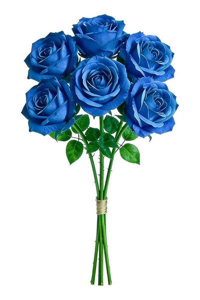 Generic 6 Pcs Royal Blue Artificial Silk Roses, 42 cm Long Stem Faux Flowers ...