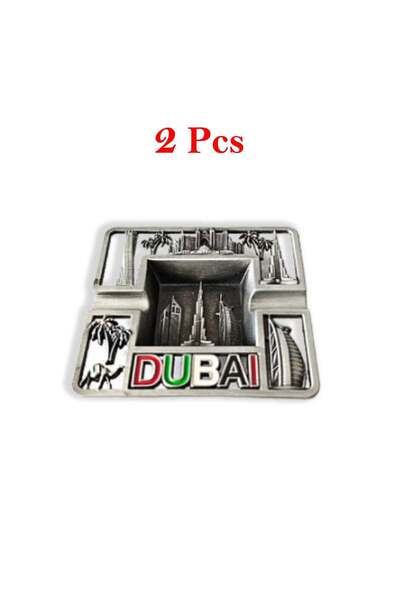 Generic 2pcs Dubai Skyline Metal Ashtray Made of Zinc Alloy – UAE Flag Colors...