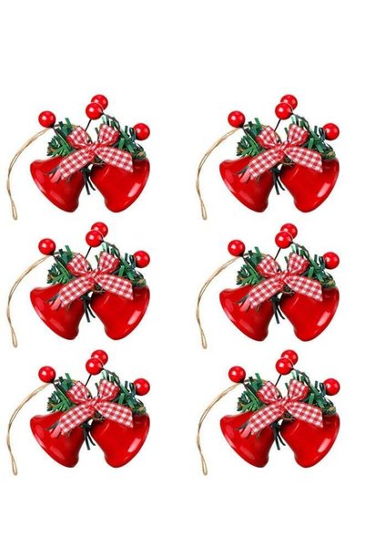 Generic 6 Pcs Red festival Bells, Tree Hanging Ornament Metal Jingle Bells fo...