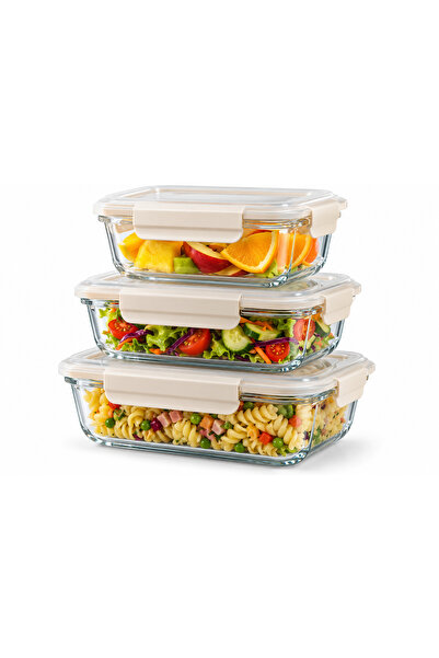 Zangan Glass Set of 3 Glass Casseroles, 640 ml + 1380 ml + 2560 ml, Leakproof...