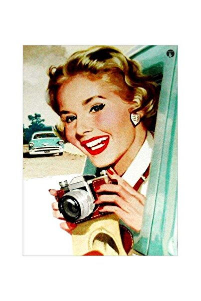 Generic Woman Themed Metallic Plate Green/Red/White 20x15cm