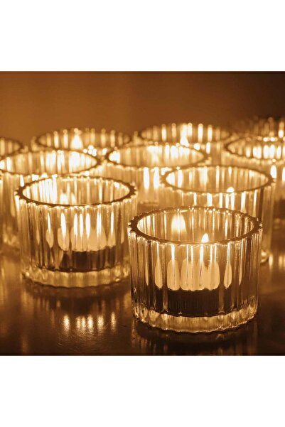 Generic Clear Tealight Candle Holder Set of 12, Clear Glass Tealight Candle H...