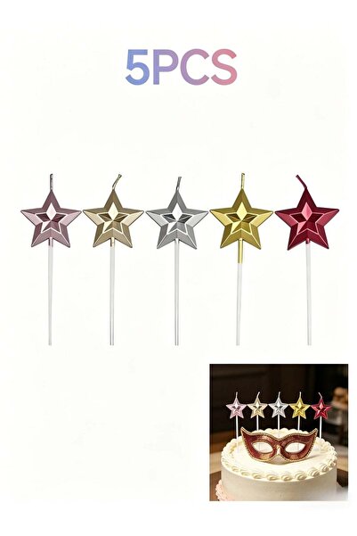 Generic 5 Pack Star Shaped Birthday Candles Creative 3D Candle Romantic Cake ...