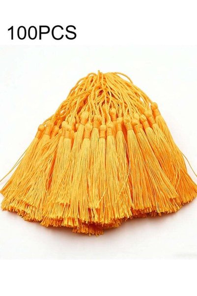 Generic Golden yellow silk tassel with beige hanging cord, for DIY home decor...