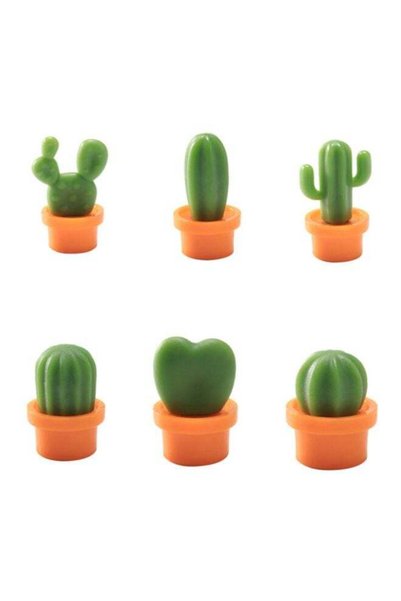 Generic 6-Piece Decorative Cactus Fridge Magnet Set Green/Orange 8.75x6.2x2.75cm