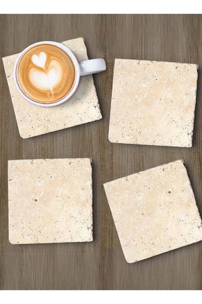 Generic Natural Travertine Marble Coasters – Set of 4 (10x10cm) | Premium Tra...