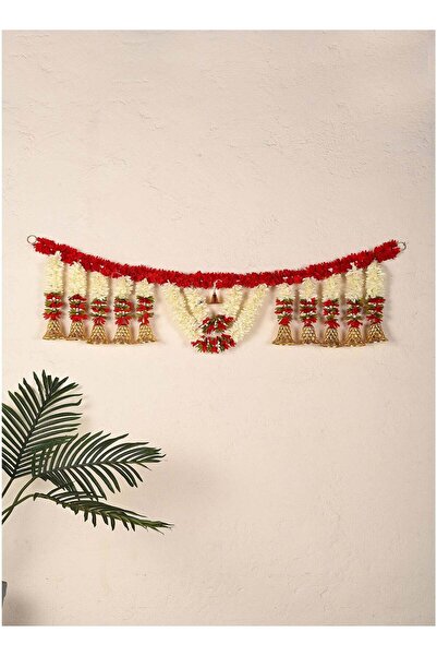 Generic Madhoor Floral Bells Decorative Toran Door Hanging Red White for Diwa...