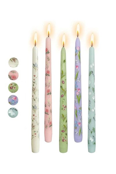 Generic Printed Taper Candles Set of 5,Handmade Drip Candle,10 Inch Long Tape...