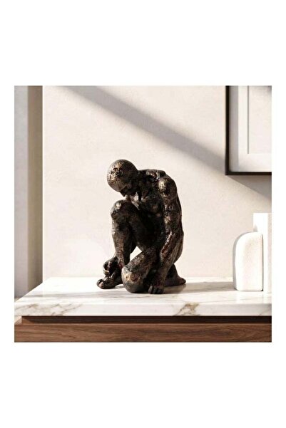 Generic Solon Polyresin Thinking Man Decor Accent 26x21x26cm - Black - 112HEL...