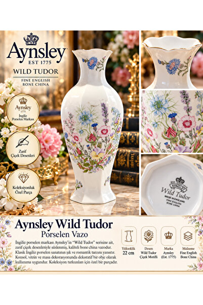 Atak Hediyelik Aynsley Wild Tudor Fine English Bone China Çiçek Desenli Porse...