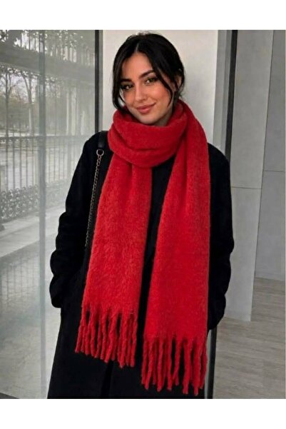 Soft İthal Yumuşak Dokulu Kadın KIRMIZI Atkı, Şal, Omuz Şalı, Sevgililer Günü Hediyesi