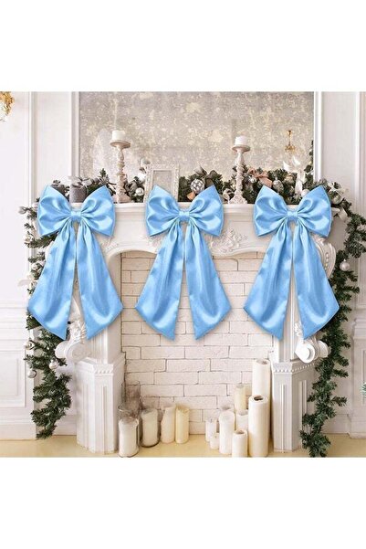 Generic 3 Pcs Large Baby Blue Bow Decor, for Baby Shower Nursery Bedding Wedd...