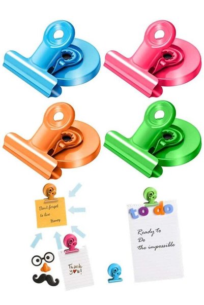 Generic 4 Pack Magnetic Clips, Scratch Resistant Fridge Magnets, Colorful Whi...