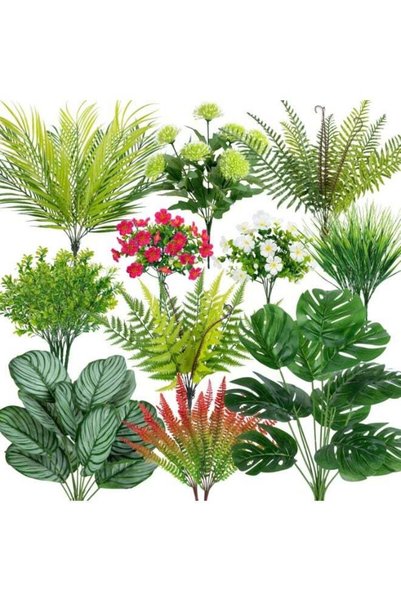 Generic 20 Pcs Artificial Plants Outdoor Fake UV Resistant Artificial Flowers...