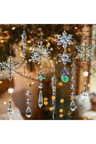 Generic 18pcs Christmas Tree Decoration Crystal Ornaments - Hanging Acrylic C...