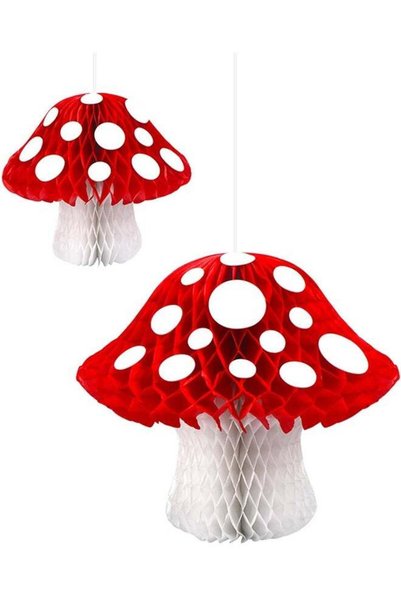 Generic 2Pcs Mushroom Honeycomb Decor Mushroom Shaped Tissue Paper Pom Decora...