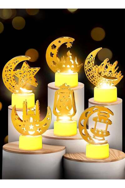 Generic 6 Pcs Ramadan Mini Lanterns Decoration, Eid Mubarak Candle LED Night ...