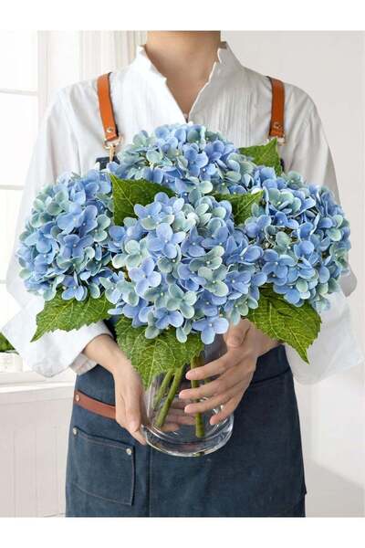 Generic LATIFA 4Pcs Hydrangea Artificial Flowers, 20" Lifelike Latex Silk Rea...