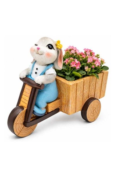 Generic Little Gardener Rabbit Planter, Cute Polyresin Bunny Flower Pot with ...