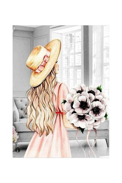 Generic Girl Themed Metallic Plate Grey/Pink/Beige
