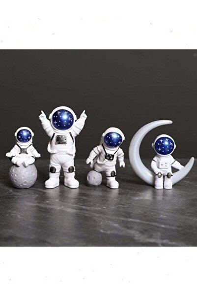 Generic Blue White Astronaut Statues Set of 4, Spaceman Sculpture Figurines O...