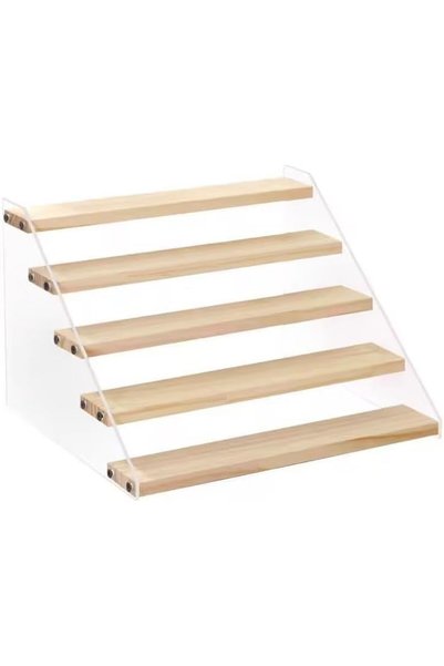 Generic ARS® Wood Display Stand 5 Tier Clear Acrylic Display Shelf Riser for ...