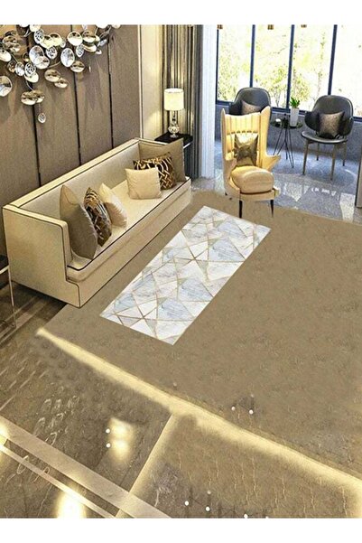 Generic Geometric Pattern Anti-Skid Living Room Floor Mat White/Gold/Blue 40 ...