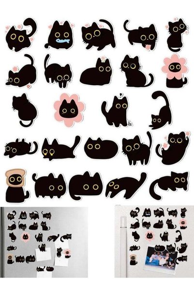 Generic 24 PCS Cute Black Cat Fridge Magnets, Valentines Gift For Cat Lover, ...