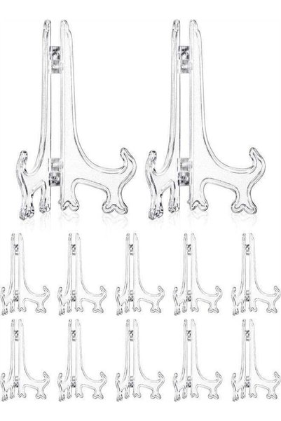 Generic ✨12-Pack Clear Acrylic Easel 📸 4" Transparent Plate Holder 🌟 for Ph...