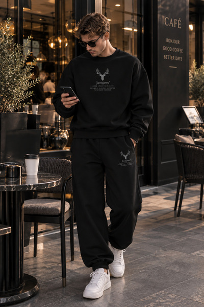 JAWÜ FASHION Σετ Premium από βαμβακερό ύφασμα με στάμπα ελαφιού, υπερμεγέθη, ...