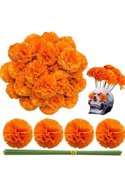 Generic Marigold Flower Heads 50Pcs, Mexican Marigold Artificial Flowers for ...