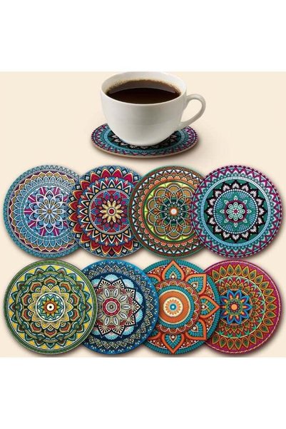 Generic 8pcs Heat Resistant Natural Cork Mandala Coasters and Placemats - Abs...