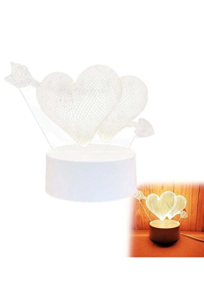 Generic Heart & Arrow 3D LED Lamp Elegant White Night Light