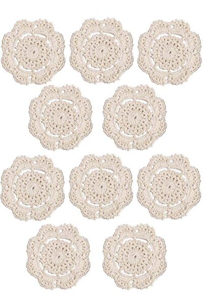 Generic Pack of 10 Doilies Crochet Cotton Lace Round Handmade Coasters Small ...