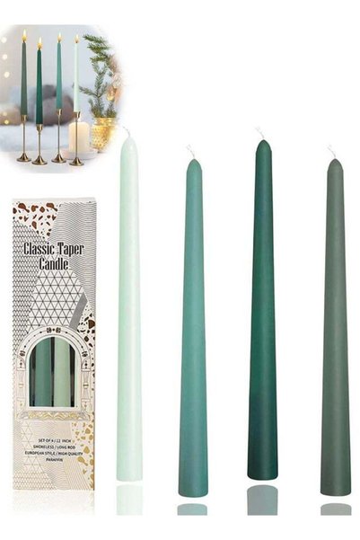 Generic Taper Candles 10 Inch Set of 4, Gradient Green Unscented Dripless Tap...
